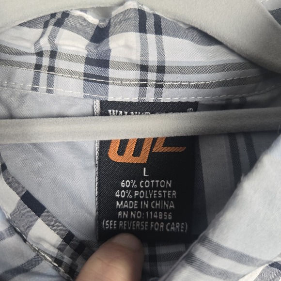 Walnut Creek Shirt Men's Large Blue Gray Plaid Short Sleeve Shirt Button Up - Picture 3 of 7